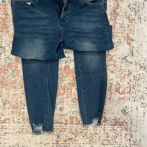 Dark Blue Distressed Denim Jeans
